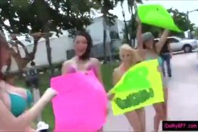 Sultry bikini babes carwash and fucking with nasty dude