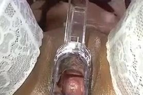 Wet And Gaping Ebony Pussy Up Close