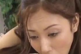 Asian milf sucks rough cock for a load of cum on her face