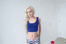 Elsa Jean strips for her step bro and then gets fucked