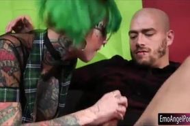 Busty tattooed whore gets pussy rammed by rough man meat