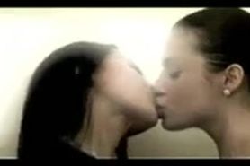 sensual lesbian tongue kiss