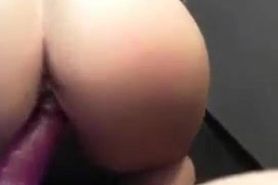 Camgirl fuck mounted dildo in public library