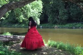 ASMR Forest Walk - Softly Spoken, Red Dress, Fabric Sounds asian bitch