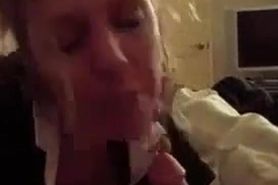 Mature maid gives blowjob