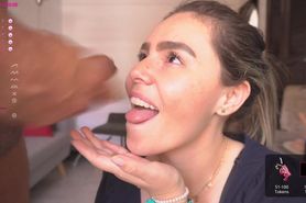 Blond Tongue Out For Cumshot 4k