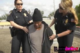Lonely cops are banging with a horny black convict because they are bored