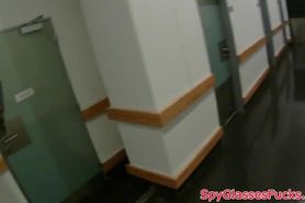 Real teen cockrides in public toilette POV