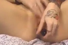 Petite Emo Girl With Tattoos Enjoys Pussy Toying On Webcam