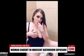 Girl caught masturbating in public restroom
