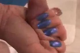 Blue Nails Hand Job