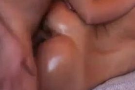Anal drilling of a hot oily ass in the bedroom
