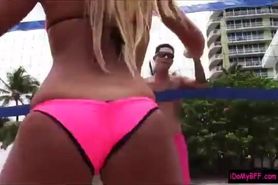Bikini BFFs twerking their hot asses by the beach and orgy