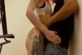 sexy pinkhaired tattooed girl hooks lucky stranger in her gf's place & fucks him all around the room