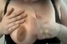 Fat Whore Plays With Her Big Boobs