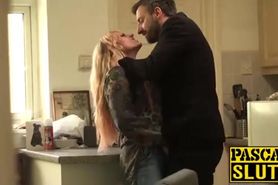 Brittany Bardot swallows Pascals big cock and rides him