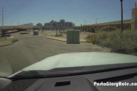 Porta Gloryhole Black girl swallows cum from white guys under a bridge