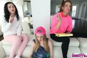 Cock Sucking And Riding Hottie Baby Sitters On A Couch