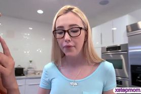 Big tits MILF teaches teen babe how to suck and fuck