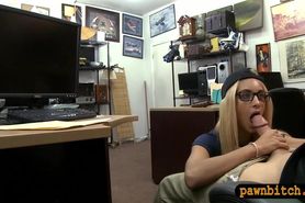 Cute amateur blonde girl with glasses boned by pawn guy