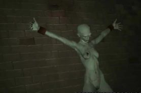 Tied up 3D cartoon zombie girl getting fingered good