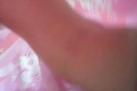 This pink skirt makes voyeur horny and interester in her ass