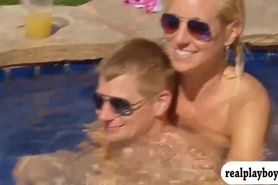 Hot swingers enjoyed wet BJ and oral sex by the pool