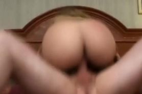 Pregnant blonde girl riding big dong in bedroom