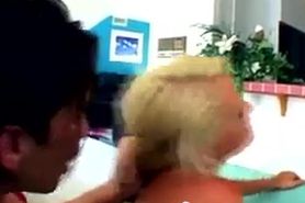 Blonde slut gets ass filled and sucks big dong