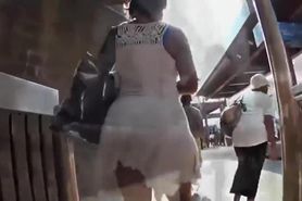 Hot butt in dress that is white