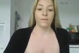 Blonde girl showing big boobs in chat