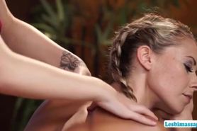Massage transforms into lesbian sex horny Jojo and Lena