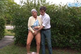 Horny Grandma Public Sex, Granny Squirts After Massive Orgasm From Helpful Stranger