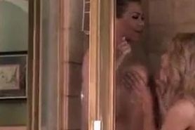 Big boobs MILF surprises stepson fucking busty gf in shower