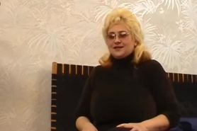 Russian mature mother Irina BBW with huge tits at casting