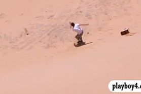 Lusty badass babes loves sand boarding and other activities