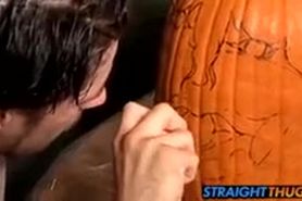 Billy and Chain carves holes on pumpkin and fucks