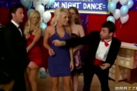 Three big-tit blonde highschool sluts start orgy at prom party