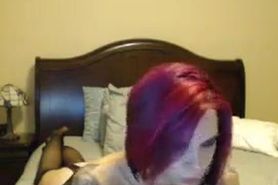 Wild Tattooed Chick With Red Hair Masturbates
