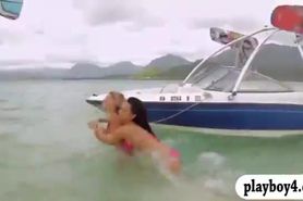 Nasty badass babes enjoyed kite surfing while all naked