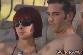 Naughty swinger couples have wild party in the pool