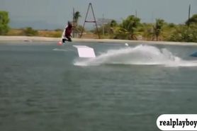 Busty badass women try out wake boarding and BMX riding