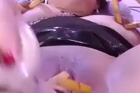 Wet Clamped Pussy Lips