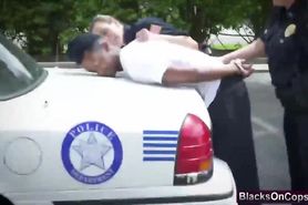 Big titted police officers pull over an innocent man and bang him in public