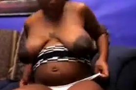 Preggo black whore is fucked rough by two horny guys
