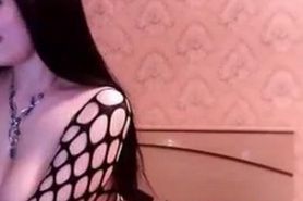 Sexy and beautiful brunette with nice hot boobs teasing on cam