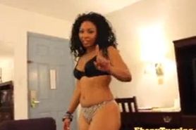 Black booty girl uses lube while tugging