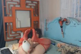 Wild Brunette Girl Fucked Herself With Huge Toys