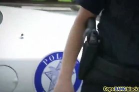 Interracial outdoor threesome fucking with hot cops and BBC!
