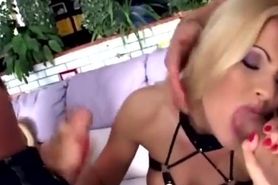 Blonde chick gets booty and cunt stuffed by cocks